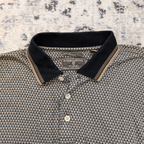 International Waters 90s Mens Geometric Knit Polo Shirt Men’s XL Made In USA - Picture 4 of 6